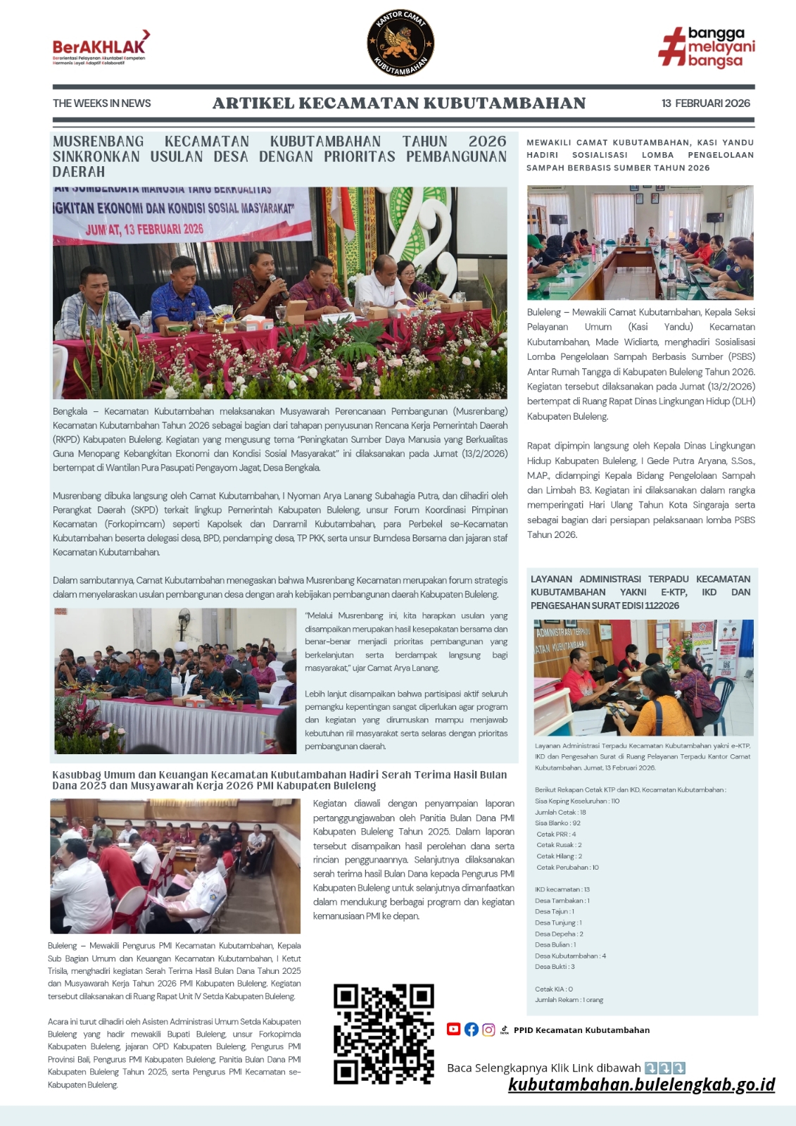 Artikel Kecamatan Kubutambahan Edisi 13 Februari 2026