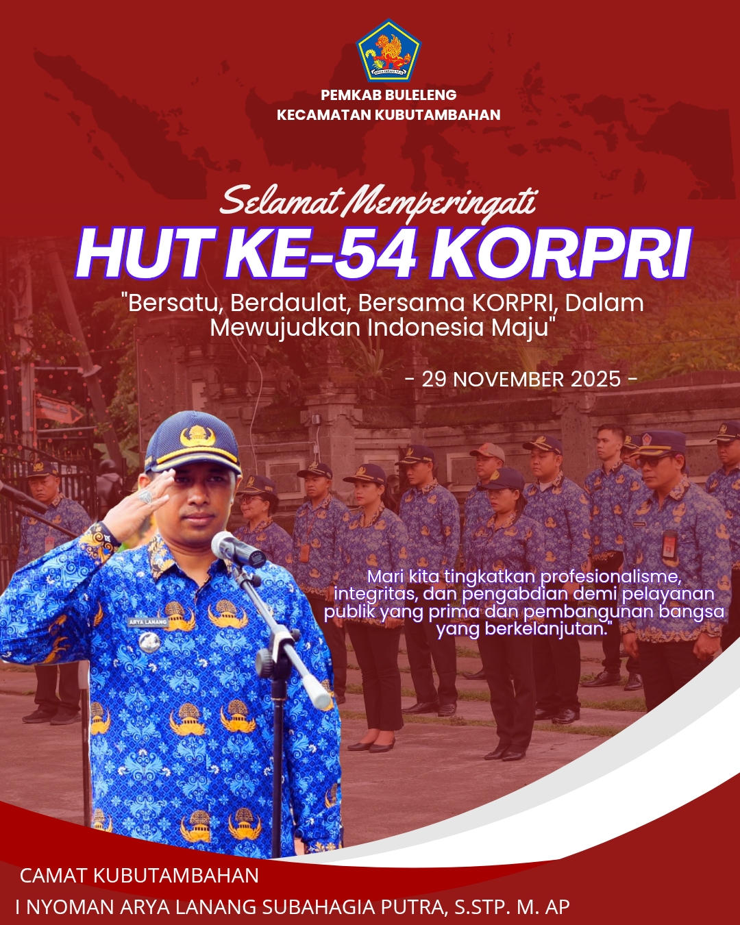Selamat Memperingati HUT Ke-54 Korpri 2025