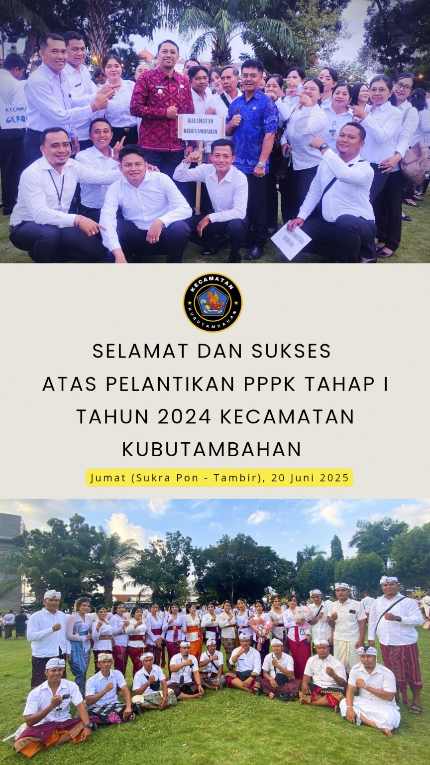 Camat Kubutambahan Ucapkan Selamat dan Sukses untuk PPPK Tahap I Tahun 2024.